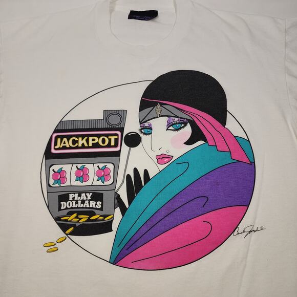 Vintage 80s Carol Joseph Las Vegas Single Stitch T-shirt Large - Picture 3 of 12